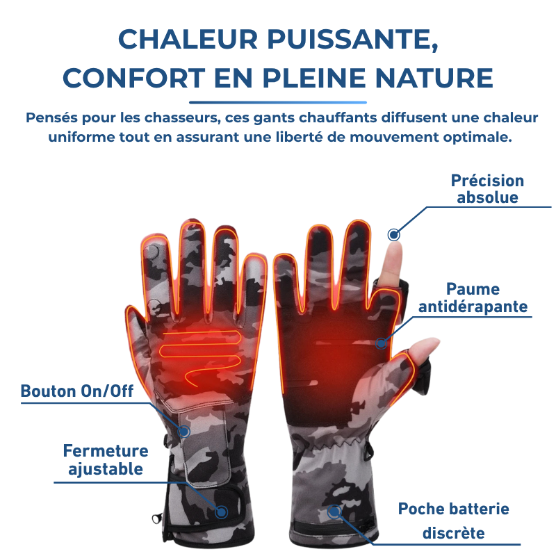 Écorce|Gants Chauffants de Chasse Fins