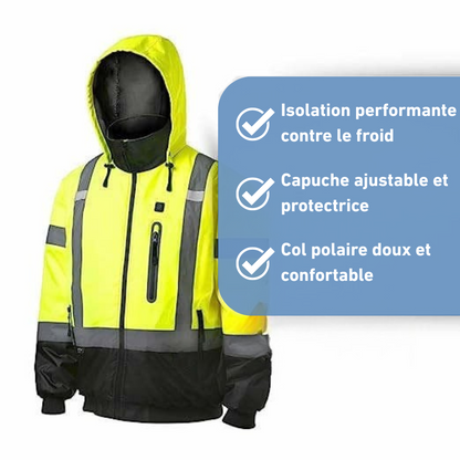 Veste de sécurité réfléchissante haute visibilité pour hommes Vêtements de travail à batterie avec logo personnalisé Veste chauffante réactive imperméable avec revêtement