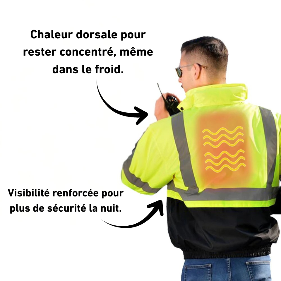 Veste de sécurité réfléchissante haute visibilité pour hommes Vêtements de travail à batterie avec logo personnalisé Veste chauffante réactive imperméable avec revêtement