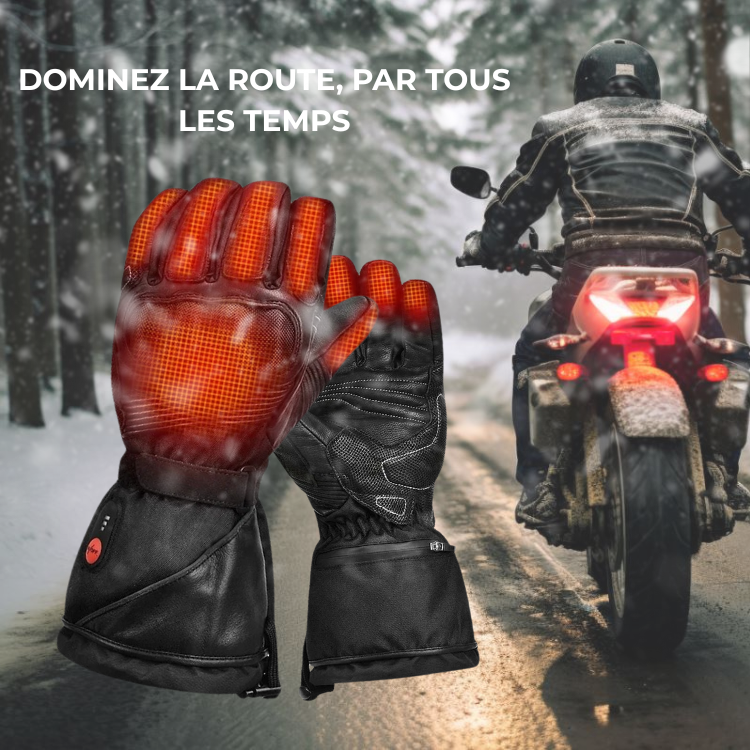 Roadmaster｜Gants Chauffants Moto en Cuir Étanches