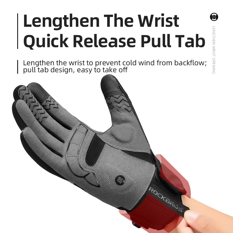 ROCKBROS Heated Winter Glove Cycling Gloves USB Electric Rechargeable Ski Gloves Touchscreen Motorcycle Riding Hiking Snow Glove