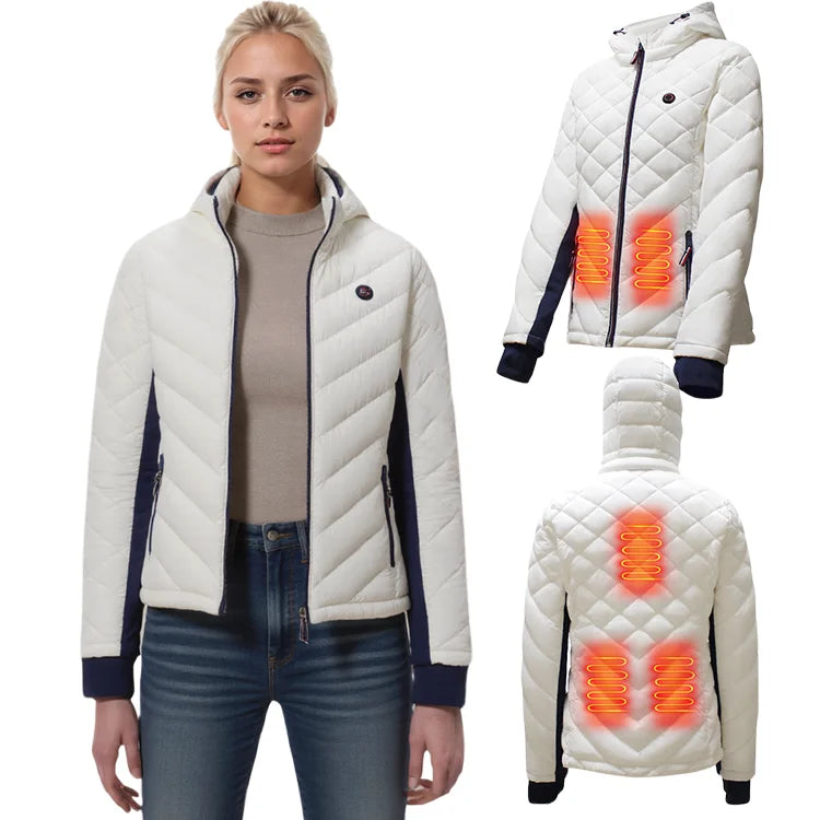 Veste d'hiver personnalisée de haute qualité 5 zones de chauffage Batterie rechargeable USB Vêtements chauffants d'extérieur coupe-vent imperméables