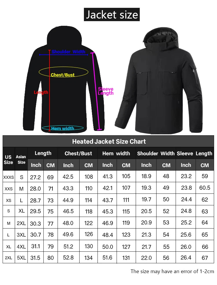 Veste chauffante USB personnalisée avec col montant Manteau d'hiver pour hommes et femmes avec chauffage par batterie Service OEM Logo personnalisé