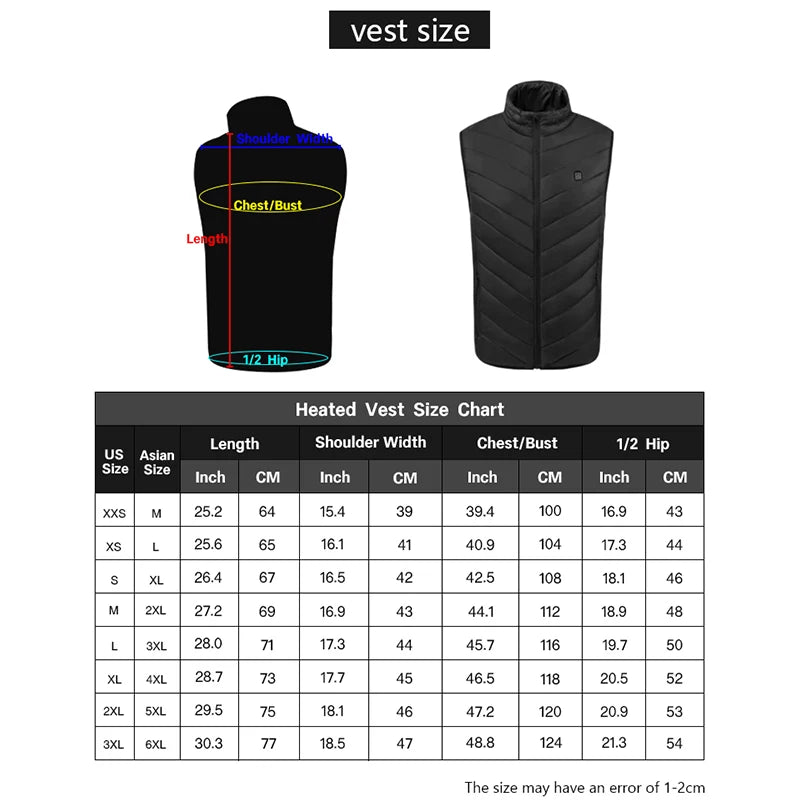 LOGO personnalisé gilet chauffant décontracté coupe-vent chaud d'hiver avec fermeture à glissière Smart USB batterie rechargeable pour hommes