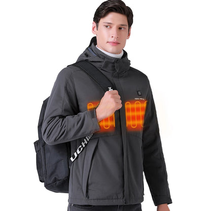 Veste d'hiver pour homme avec col montant USB en coton chauffé électriquement et rembourré charge intelligente manteau d'hiver chaud