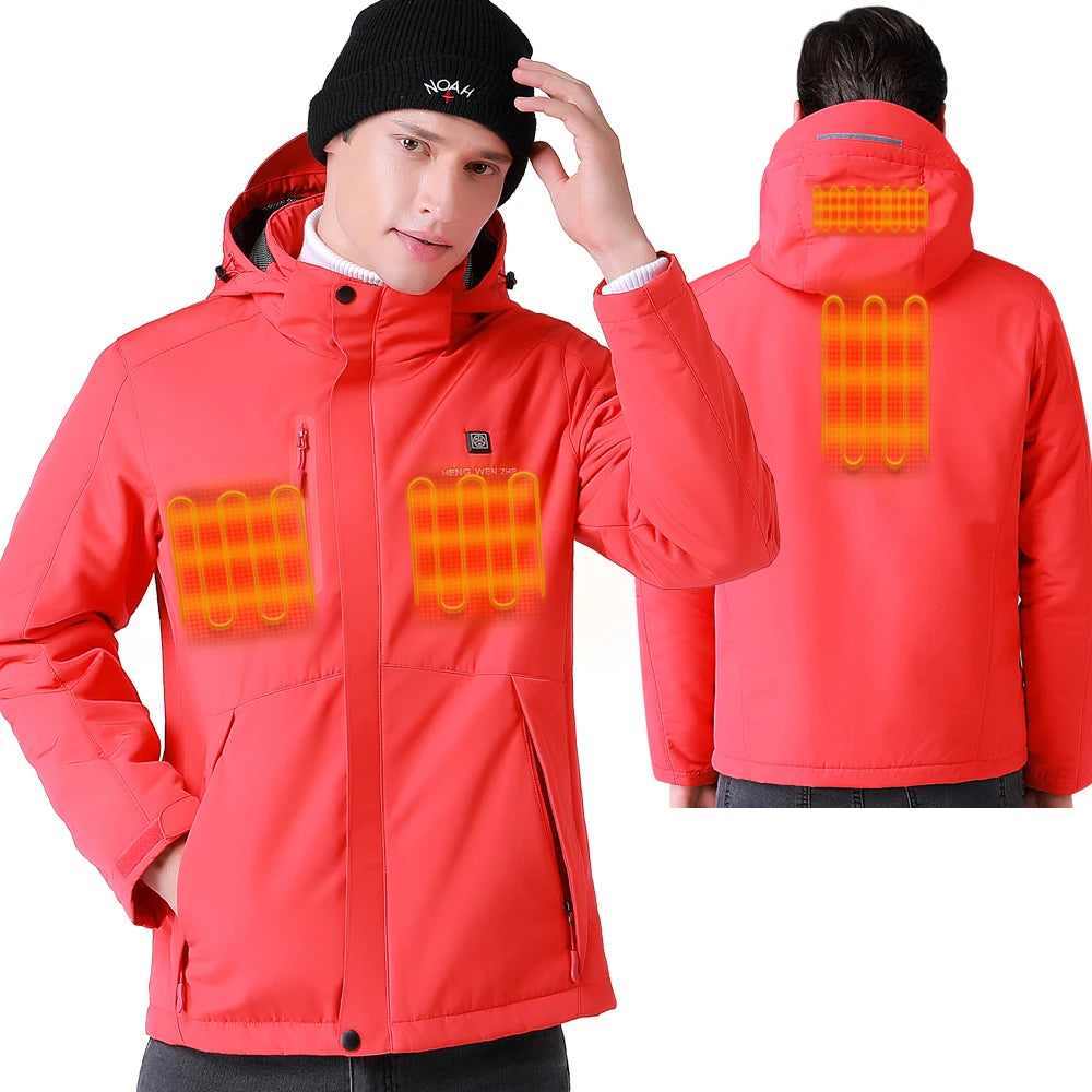 Veste d'hiver pour homme avec col montant USB en coton chauffé électriquement et rembourré charge intelligente manteau d'hiver chaud