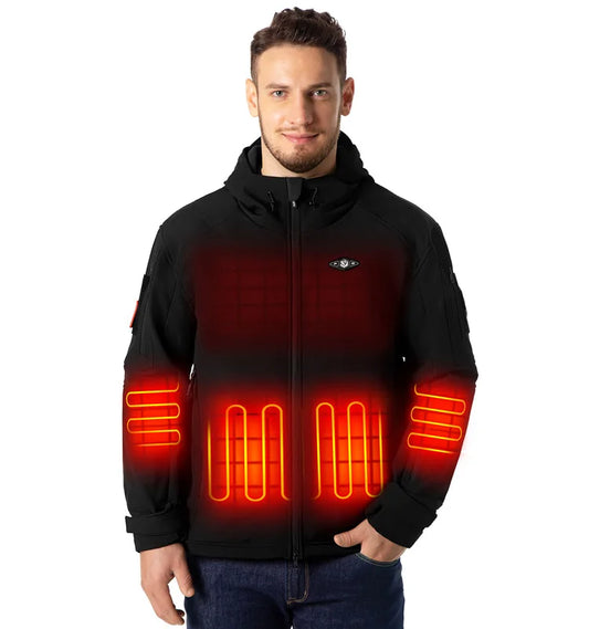 Haute qualité 16000mAh USB Rechargeable veste d'hiver chauffante hommes tissu imperméable à capuche Camouflage batterie alimentée en plein air
