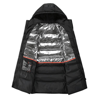 Veste chauffante USB de la meilleure qualité pour hommes, vêtements d'hiver longs avec col montant et contrôle de la température