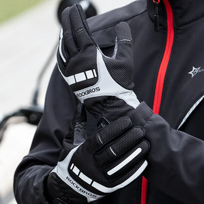 ROCKBROS Heated Winter Glove Cycling Gloves USB Electric Rechargeable Ski Gloves Touchscreen Motorcycle Riding Hiking Snow Glove