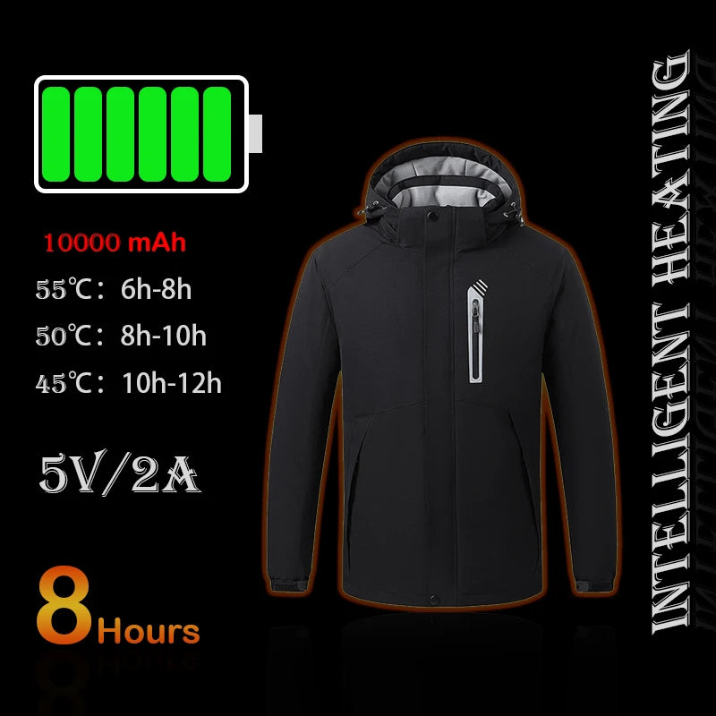 Vêtements chauffants électriques Usb Warmer 8 zones de chaleur Veste homme Veste chauffante Batterie Chaleur Veste d'hiver Noir Tissé M-5XL formelle
