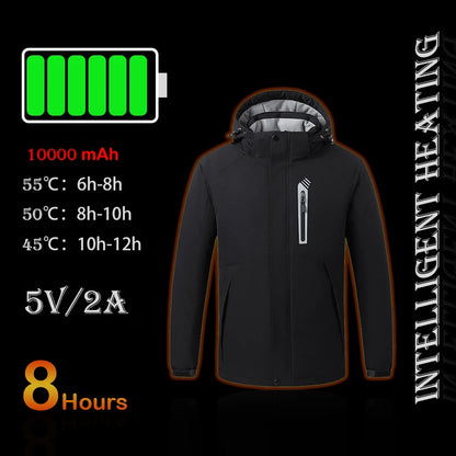 Vêtements chauffants électriques Usb Warmer 8 zones de chaleur Veste homme Veste chauffante Batterie Chaleur Veste d'hiver Noir Tissé M-5XL formelle