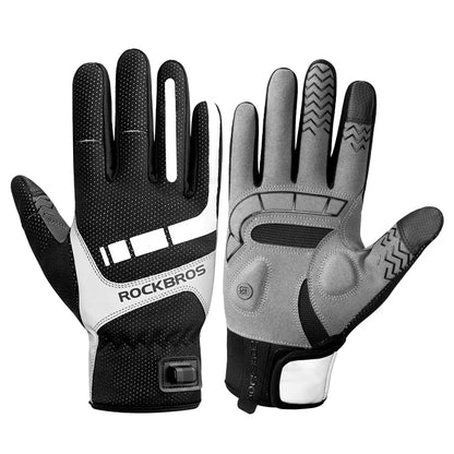 ROCKBROS Heated Winter Glove Cycling Gloves USB Electric Rechargeable Ski Gloves Touchscreen Motorcycle Riding Hiking Snow Glove