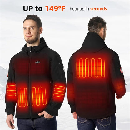 Haute qualité 16000mAh USB Rechargeable veste d'hiver chauffante hommes tissu imperméable à capuche Camouflage batterie alimentée en plein air