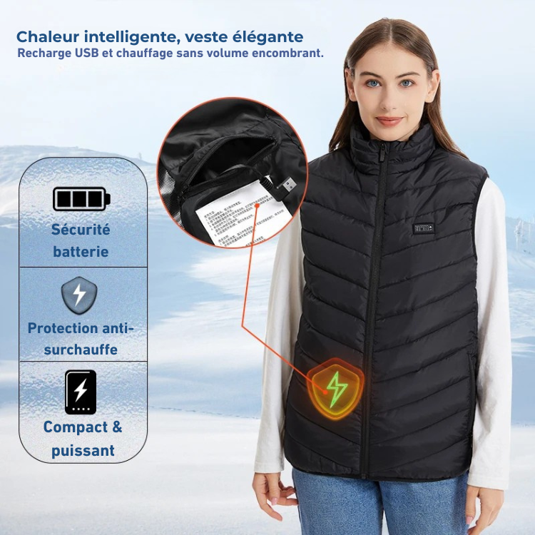 LOGO personnalisé gilet chauffant décontracté coupe-vent chaud d'hiver avec fermeture à glissière Smart USB batterie rechargeable pour hommes