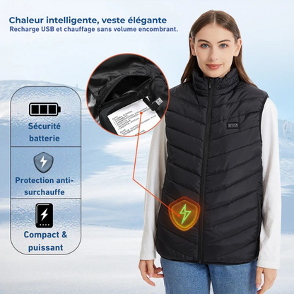 LOGO personnalisé gilet chauffant décontracté coupe-vent chaud d'hiver avec fermeture à glissière Smart USB batterie rechargeable pour hommes