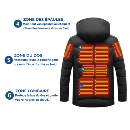 Veste chauffante de ski coupe-vent personnalisée d'hiver à batterie 5V et vêtements chauds veste chauffante de moto complète