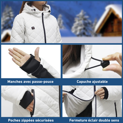 Veste d'hiver personnalisée de haute qualité 5 zones de chauffage Batterie rechargeable USB Vêtements chauffants d'extérieur coupe-vent imperméables