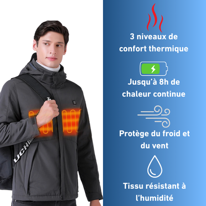 Veste Chauffante Hiver Homme à Col Montant