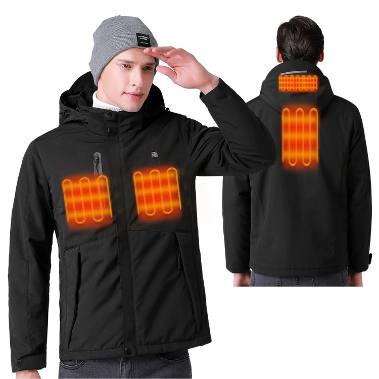Veste Chauffante Hiver Homme à Col Montant