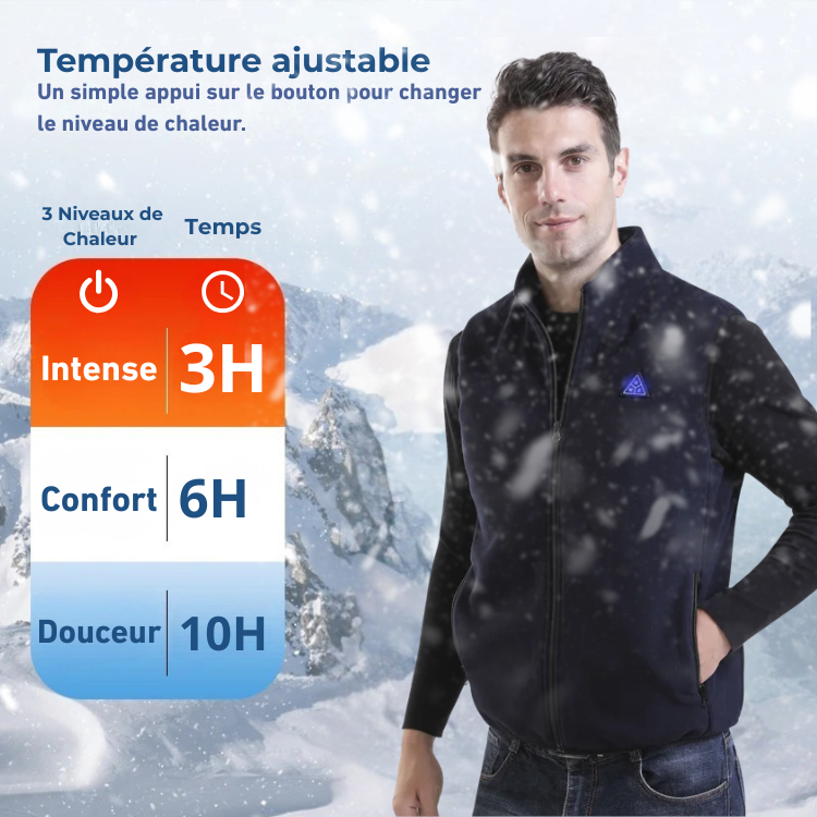 Veste Chauffante Sans Manches à Col Montant Homme