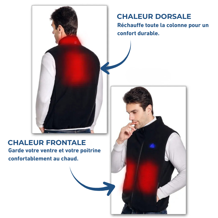 Veste Chauffante Sans Manches à Col Montant Homme