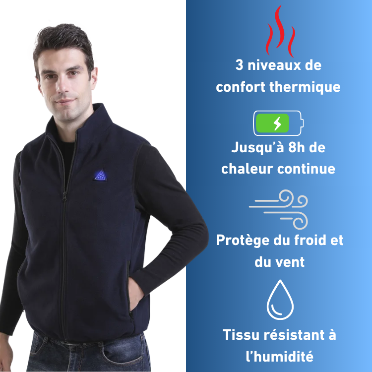 Veste Chauffante Sans Manches à Col Montant Homme