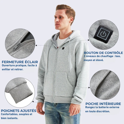 Gilet Chauffant à Capuche Homme Style Classique