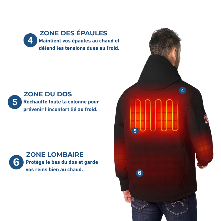 Veste Chauffante Imperméable Homme à Capuche