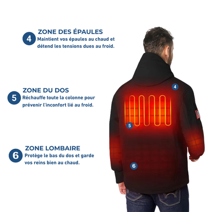 Veste Chauffante Imperméable Homme à Capuche