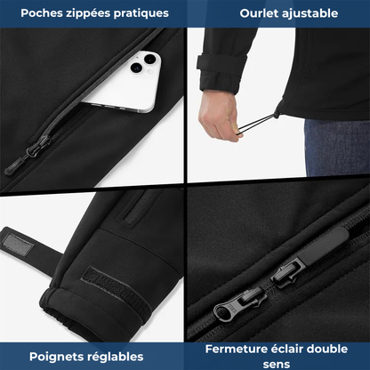 Veste Chauffante Imperméable Homme à Capuche