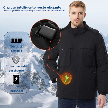 Veste chauffante USB personnalisée avec col montant Manteau d'hiver pour hommes et femmes avec chauffage par batterie Service OEM Logo personnalisé