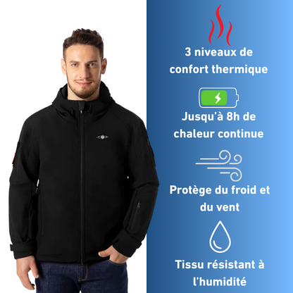 Veste Chauffante Imperméable Homme à Capuche