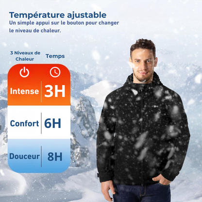 Veste Chauffante Imperméable Homme à Capuche