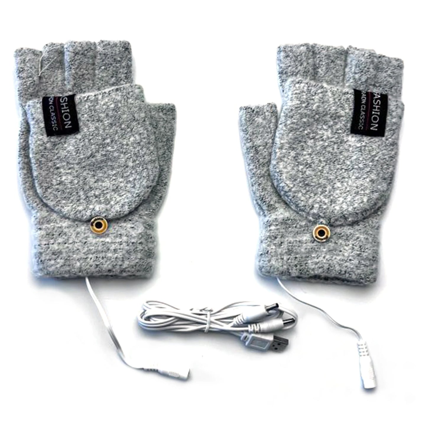 Unisex USB Electric Heating Winter Outdoor Heated Gloves Pure Color Full&Half Finger Warmer Mitten Hand Warmer Thermal
