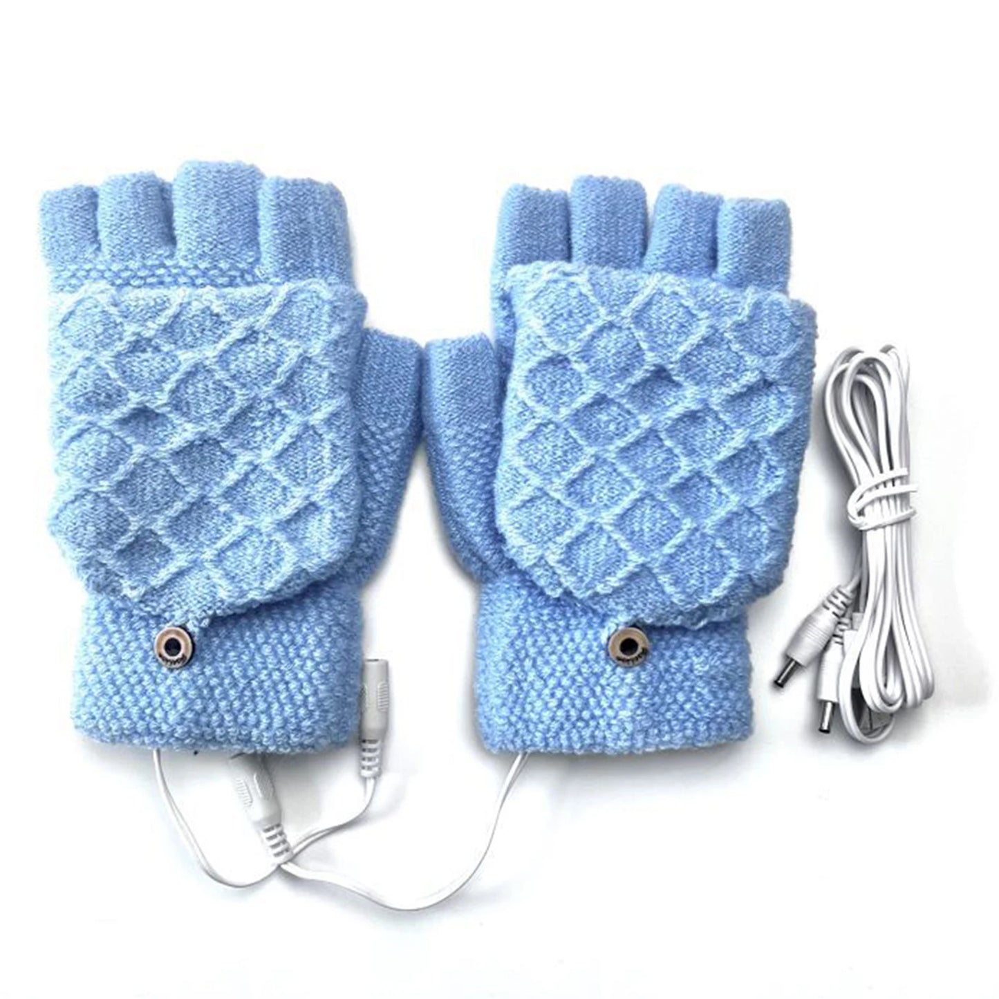 Unisex USB Electric Heating Winter Outdoor Heated Gloves Pure Color Full&Half Finger Warmer Mitten Hand Warmer Thermal