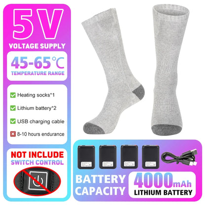 Winter Heated Socks Rechargeable Heating Socks for USB 5000mah Heated Socks Warmth Outdoor Heated Boots Snowmobile Winter Ski