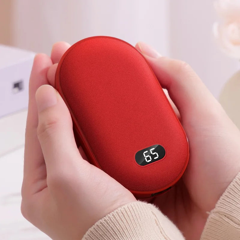 2 In 1 Pebble 10000mAh Hand Warmer Quick Heating USB Rechargeable Mini Pocket Warmer Digital Electric Mobile Power Bank Winter