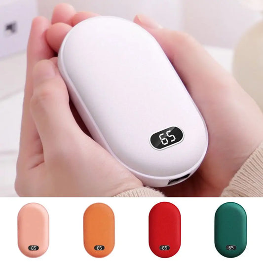 2 In 1 Pebble 10000mAh Hand Warmer Quick Heating USB Rechargeable Mini Pocket Warmer Digital Electric Mobile Power Bank Winter