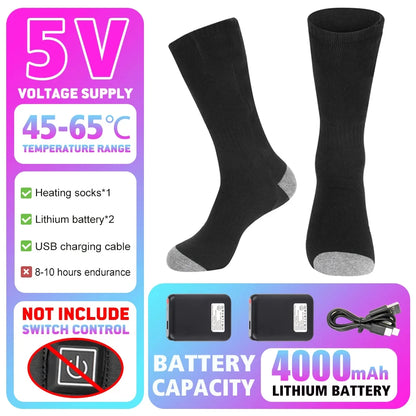 Winter Heated Socks Rechargeable Heating Socks for USB 5000mah Heated Socks Warmth Outdoor Heated Boots Snowmobile Winter Ski