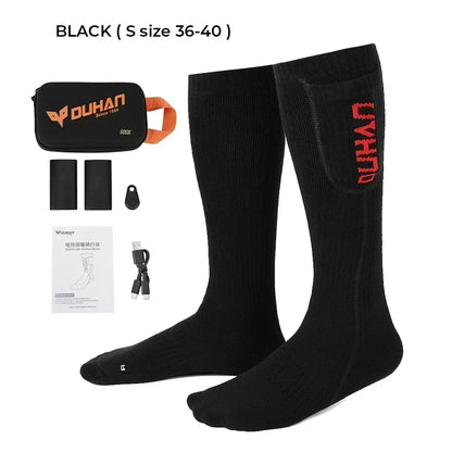Heated Socks Remote Control Motorcycle Electric Heating Socks Rechargeable Battery Winter Thermal Thick Stockings Men Women