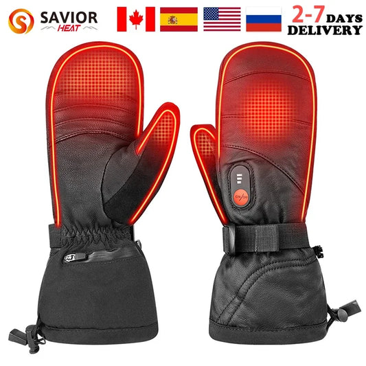 SKI Unisex Far Infrared Heated Mitten Gloves Carbon Fiber Heating 3 Shift Temperatures Battery Heated Mitten Gloves SHGS38 (Copie)