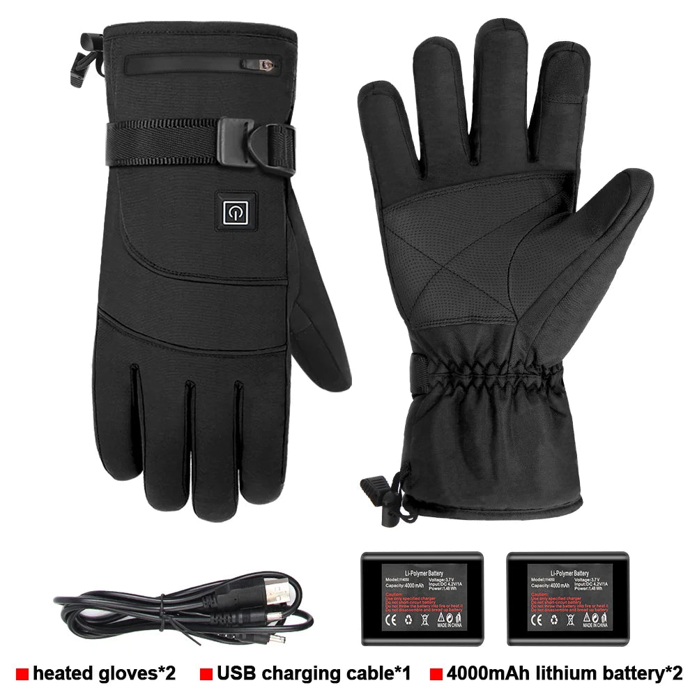 DUHAN Heated Gloves Battery Powered Winter Thermal Motorcycle Heating Gloves Riding Waterproof Guantes Para Moto Touch Screen