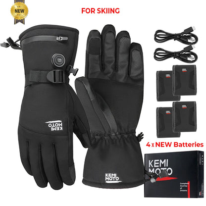 KEMIMOTO Heated Gloves Motorcycle Winter Moto Heated Gloves Warm Waterproof Rechargeable Heating Thermal Gloves For Snowmobile