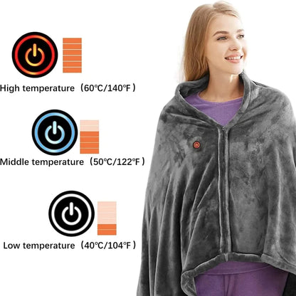 Office Wearable USB Electric Heated Blanket Washable Body Warmer Blanket Home 5v 3 Heated Level Throw Blanket 9 Heated Areas