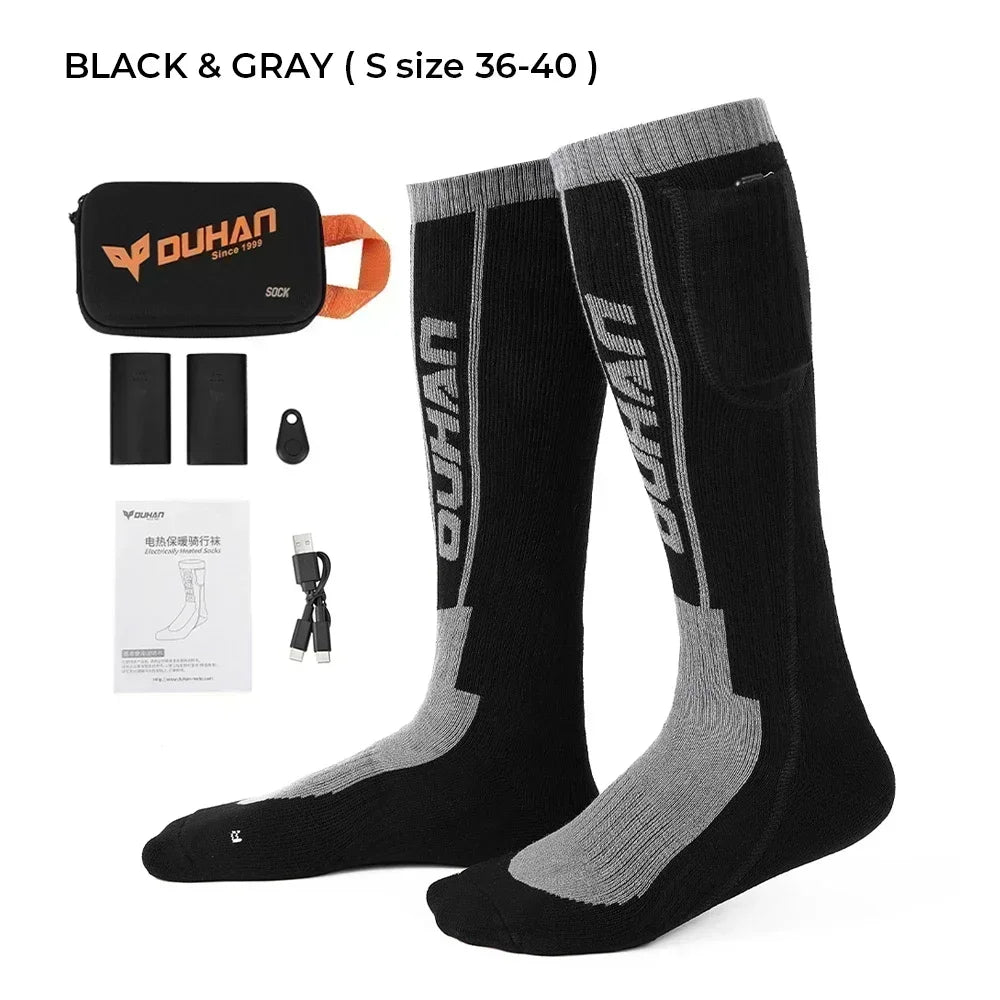 Heated Socks Remote Control Motorcycle Electric Heating Socks Rechargeable Battery Winter Thermal Thick Stockings Men Women