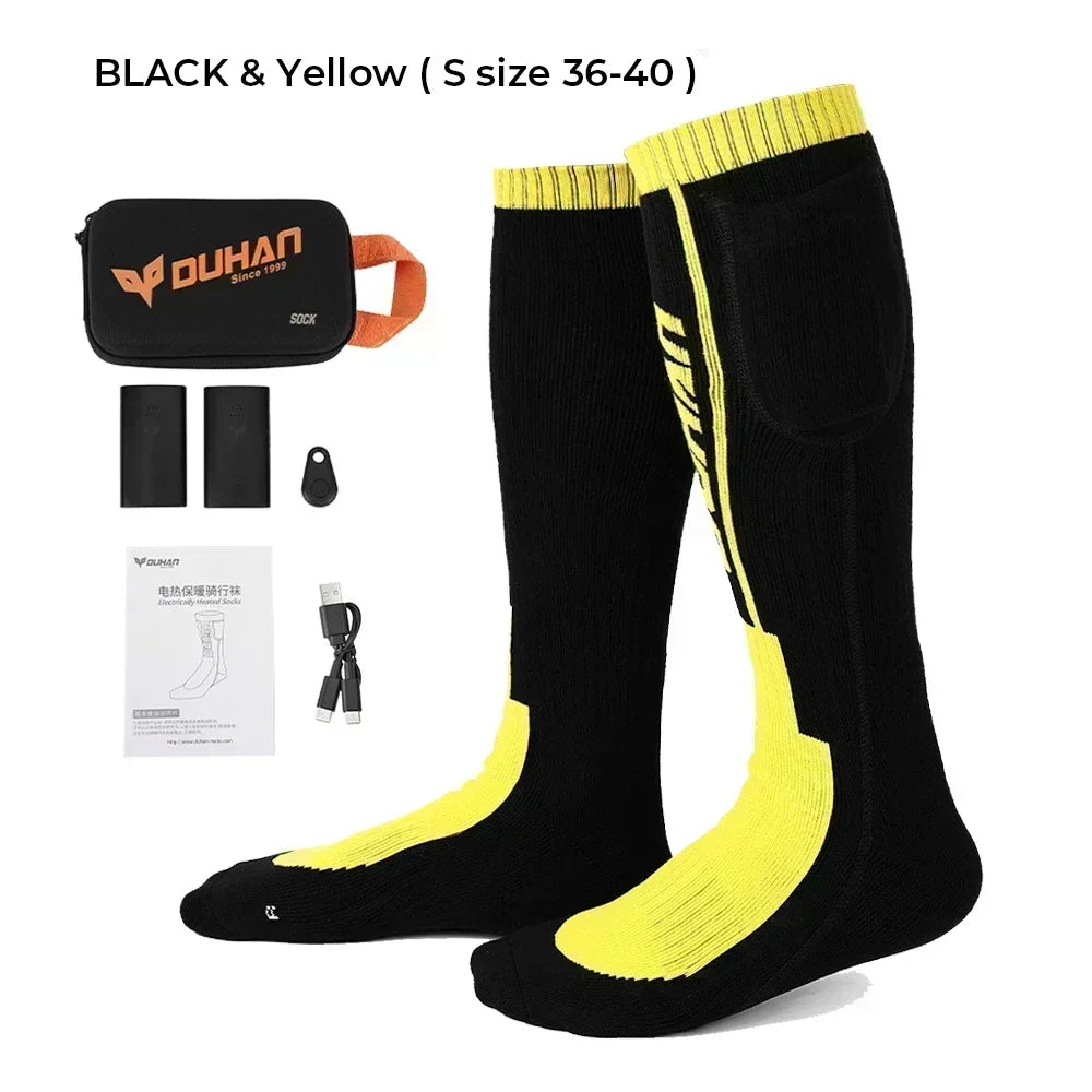 Heated Socks Remote Control Motorcycle Electric Heating Socks Rechargeable Battery Winter Thermal Thick Stockings Men Women