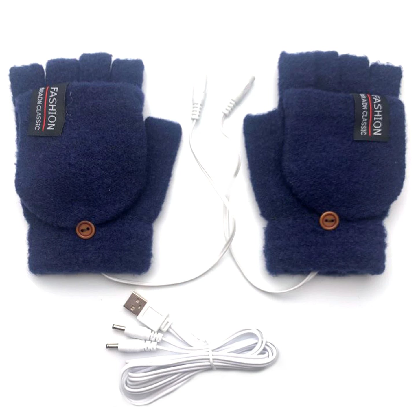 Unisex USB Electric Heating Winter Outdoor Heated Gloves Pure Color Full&Half Finger Warmer Mitten Hand Warmer Thermal