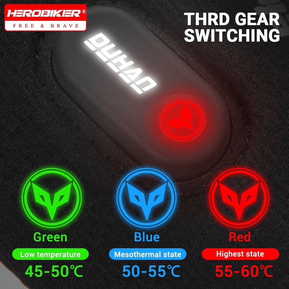 DUHAN Heated Gloves Battery Powered Winter Thermal Motorcycle Heating Gloves Riding Waterproof Guantes Para Moto Touch Screen