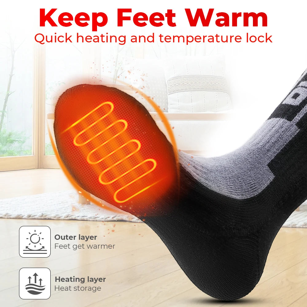 Heated Socks Remote Control Motorcycle Electric Heating Socks Rechargeable Battery Winter Thermal Thick Stockings Men Women