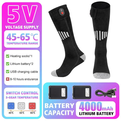 Winter Heated Socks Rechargeable Heating Socks for USB 5000mah Heated Socks Warmth Outdoor Heated Boots Snowmobile Winter Ski